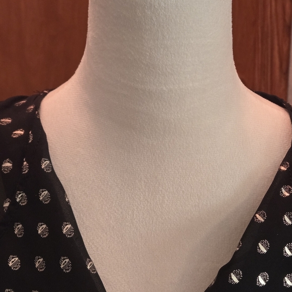 Glam Dollz Blown Away Top Black Silver Polka Dot Sheer Women's Top size XL - Picture 4 of 14